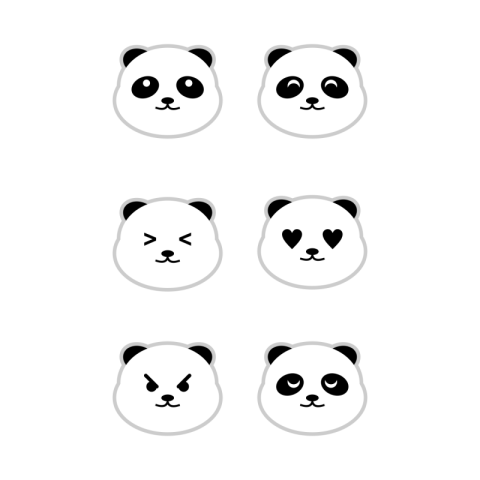 Kawaii sticker set of panda PNG Free Download
