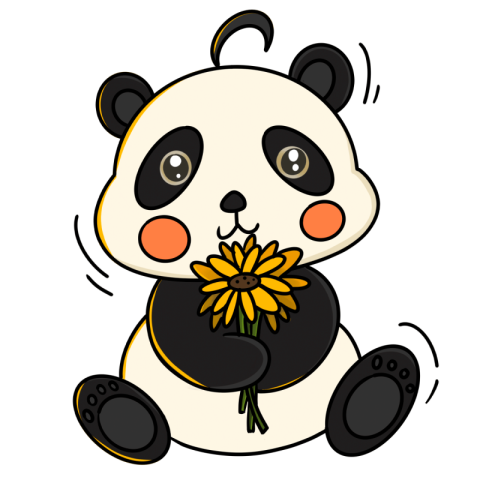 Panda clipart holding flower Free PNG Download