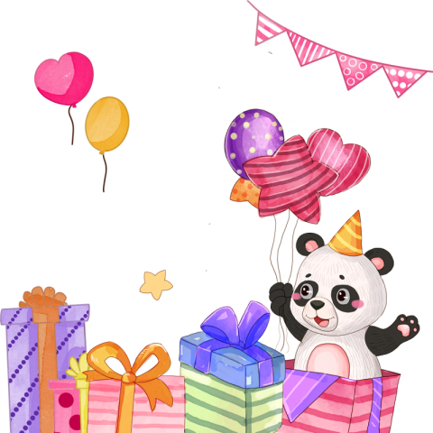 Watercolor panda animal birthday birthday PNG Download