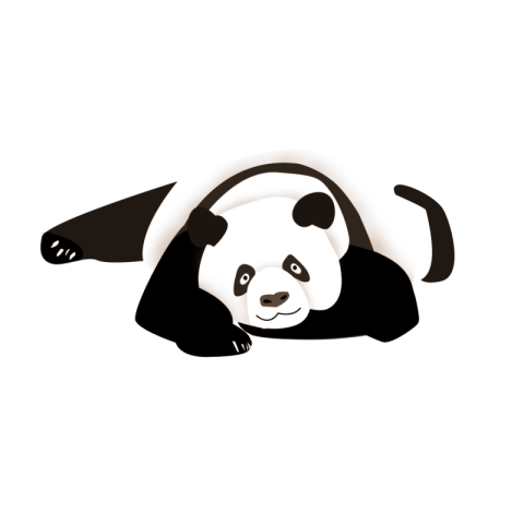 Cute simple black and white sleeping panda PNG Free Download