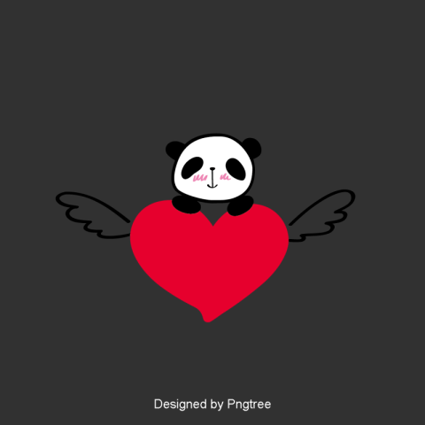 Cute cartoon panda and flying PNG Free Download