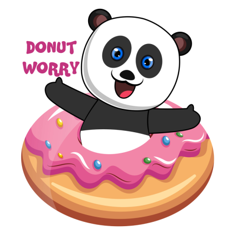 Panda with donut illustration vector PNG Free Download