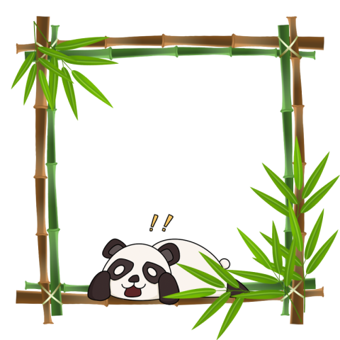 Panda lying on bamboo square PNG Free Download