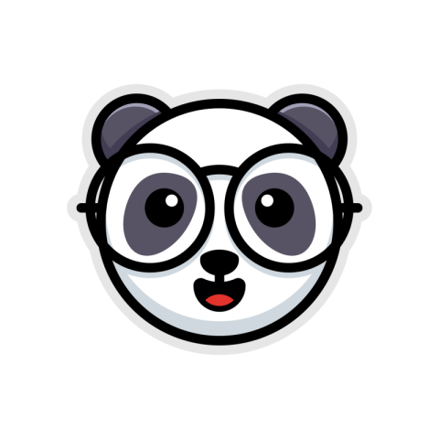 Cute geek panda mascot logo PNG Free Download