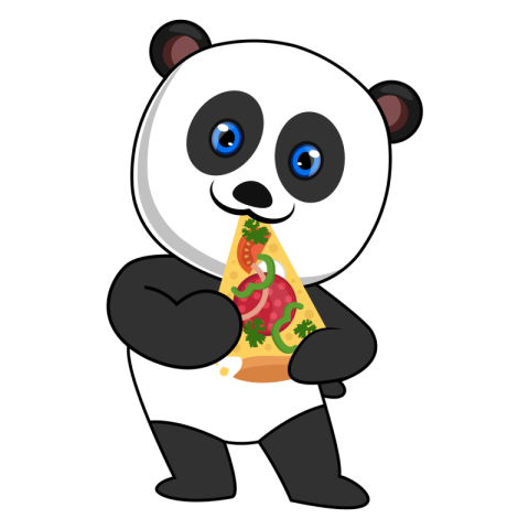 Panda eating pizza illustration vector PNG Download Free
