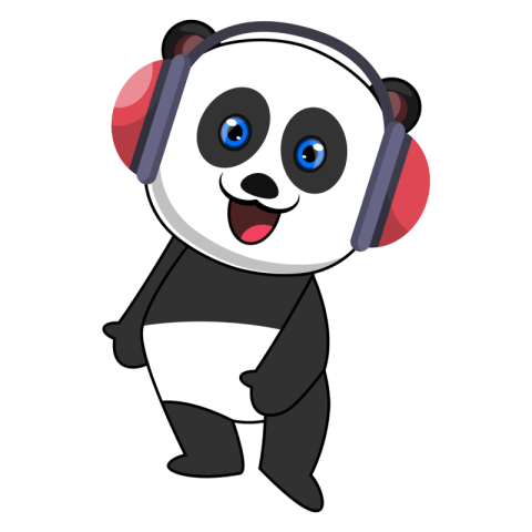 Panda with headphone illustration vector PNG Free Download