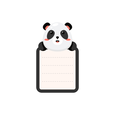 Cute cartoon panda sticky note PNG Free Download