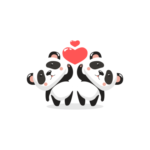 Couple panda for valentine Free PNG Download