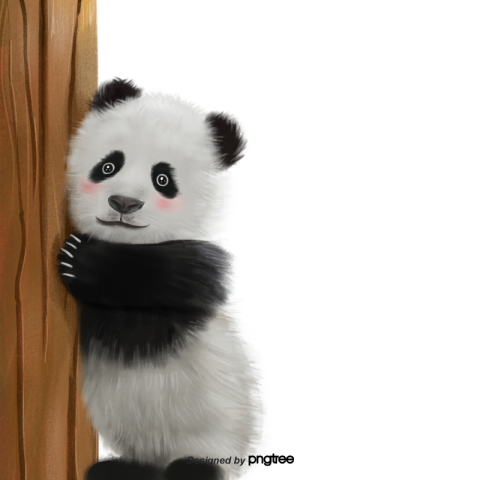 Giant panda climbing on a PNG Download