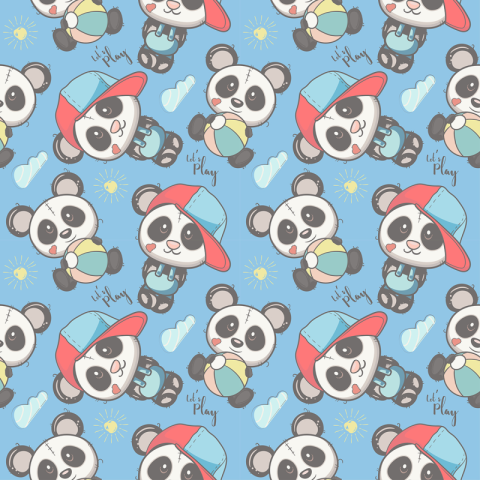 Cute panda cartoon seamless pattern PNG Free Download