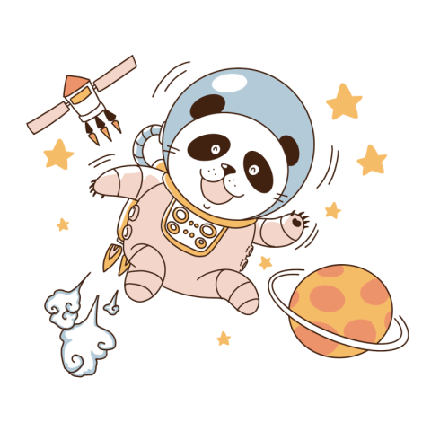 Cartoon style panda universe animal Free PNG download