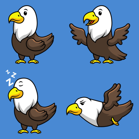 Eagle cartoon mascot collection set PNG Free Download