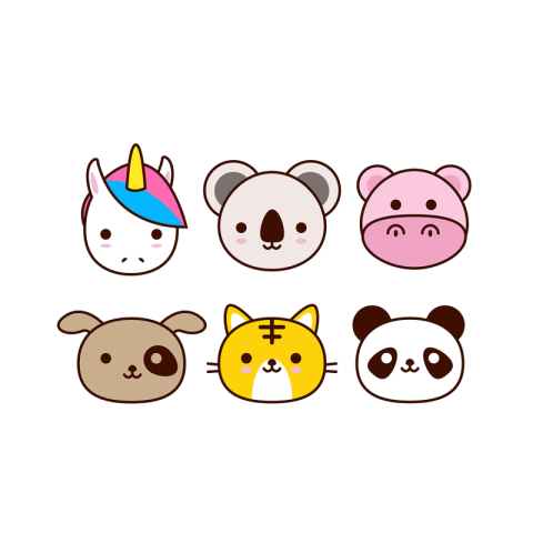 Cute baby animal face collection PNG Free Download