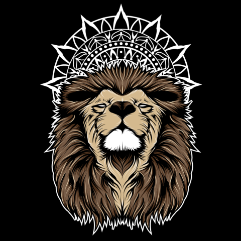 Lion and mandala illustration lion PNG Free Download