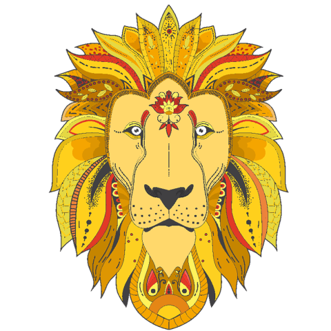 Poster with zenart patterned lion PNG Free Download