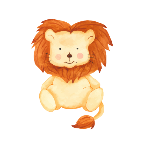 Watercolor cute cartoon lion toy PNG Free Download