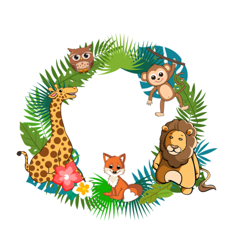Jungle plant giraffe fox lion PNG Free Download