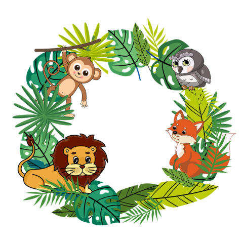 Cartoon jungle lion fox monkey PNG free Download