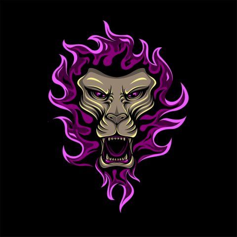 Fire lion vector lion king PNG Free Download