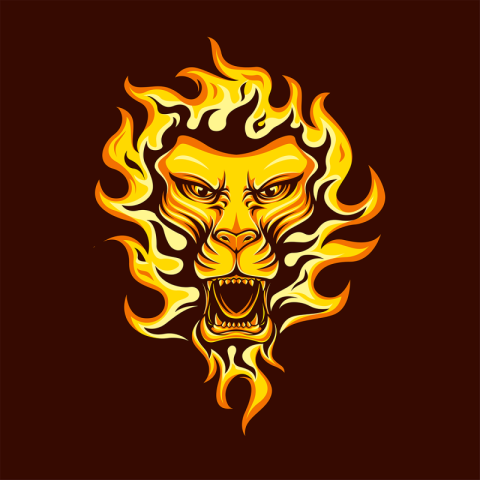 Fire lion vector lion king Free Download PNG