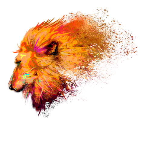 Splash lion head elements PNG Free Download