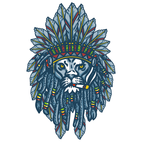 Lion head apache illustration PNG Free Download