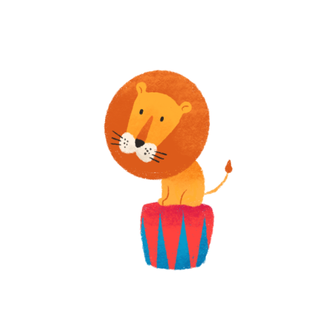 Hand drawn cute circus lion PNG Free Download