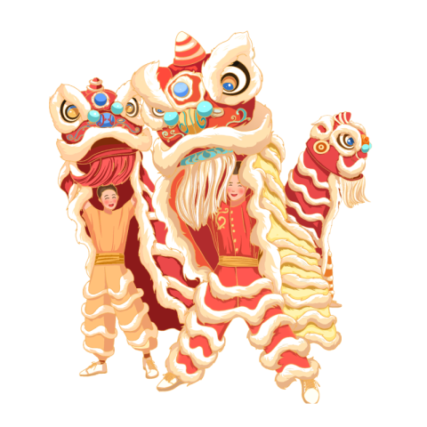 Chinese dynasty lion dance PNG Free Download