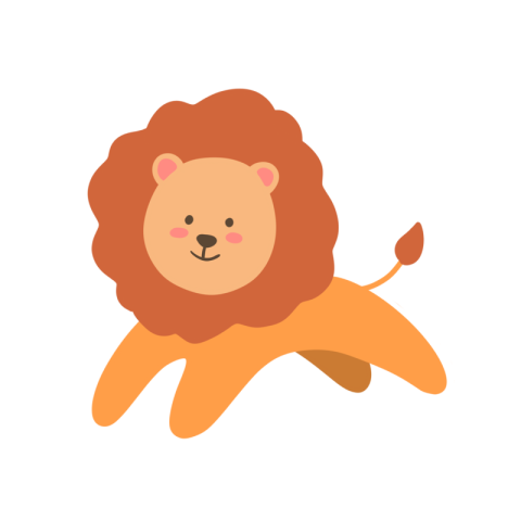 Hand drawn cute running lion PNG Free Download