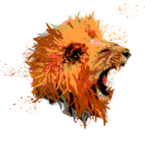 Roaring splash lion roaring hand painted PNG free Download