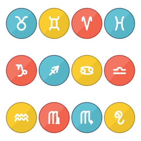 Zodiac signs flat buttons lion PNG Free Download