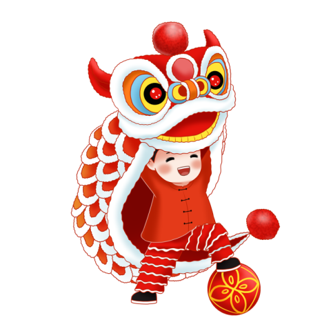 New years lion dance kids PNG Free Download
