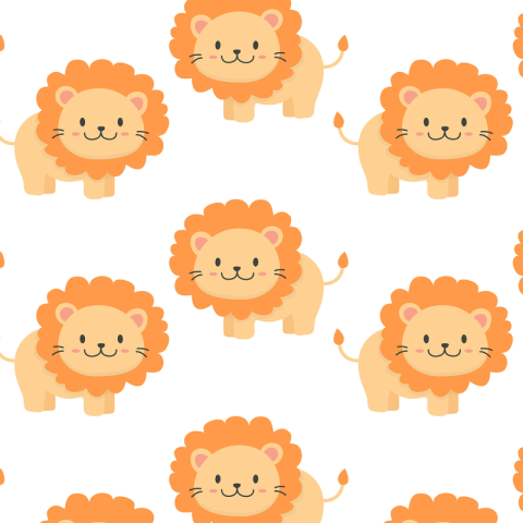 Cute baby lion pattern vector PNG Free Download