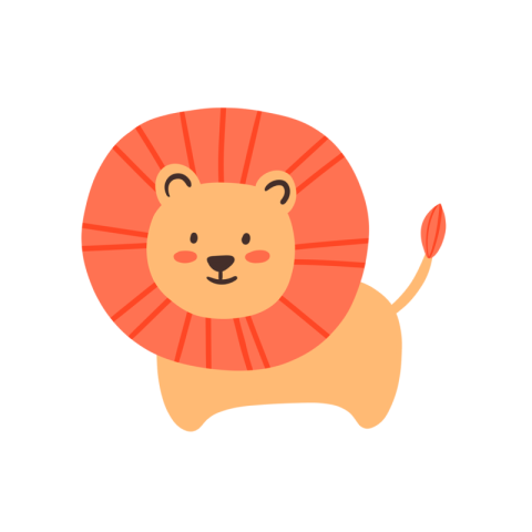 Hand drawn cute friendly lion PNG Free Download