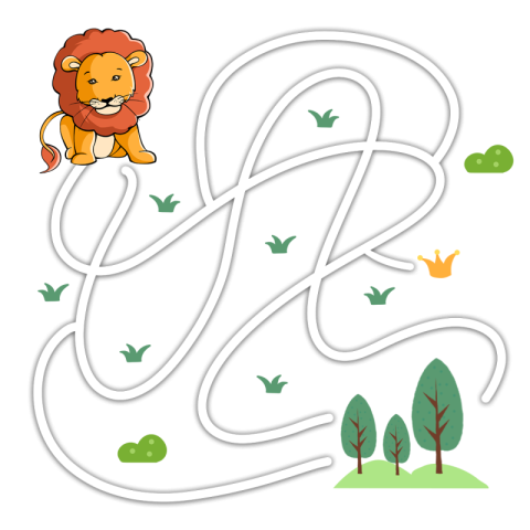 Lion animal cartoon maze PNG Free Download