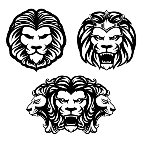 Lion head mascot set PNG Free Download