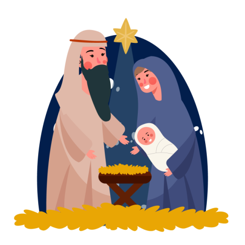 Flat wind christmas nativity scene PNG Free Download