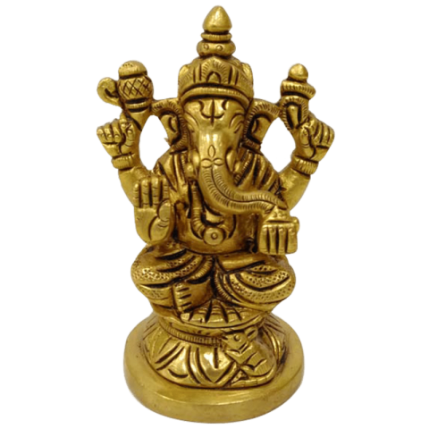 God of Golden Ganesha Morti PNG Free Art work