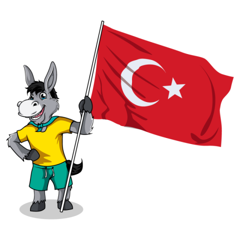 Cartoon Donkey with Turkey Flag PNG Sticker & Template