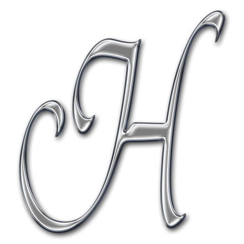 Calligraphy Silver H Letter PNG Image