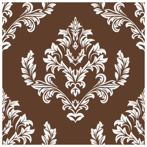 Abstrack Vector Brown & White Seamless Damask Pattern For Background Or Wallpaper Design PNG Image