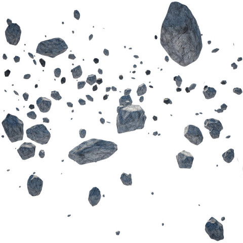 Grey stone in the air,  transparent floating stone png free download