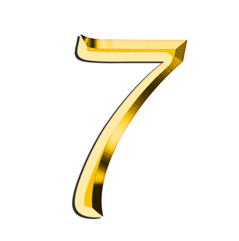 Isolated Gold 7 Number PNG Alphabet Image