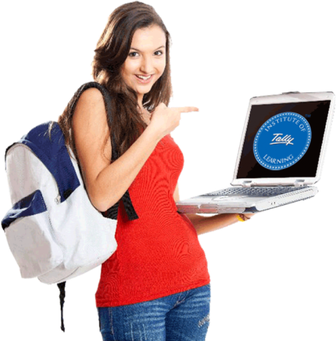 Female Student with white bag red shirt blue jeans hold laptop free png