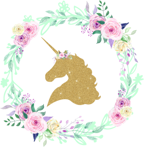 Floral Unicorn PNG Artwork Design Free Download