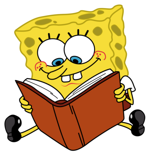 Spongebob with Reading the Book PNG Sticker