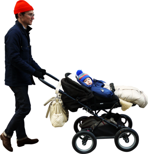 Man with Stroller PNG image free Download