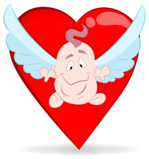 Cartoon Flying Valentine Day , Cute Funny Cupid Angel with Brow & Love Arrow , Transparent Heart Cute Cupids PNG image