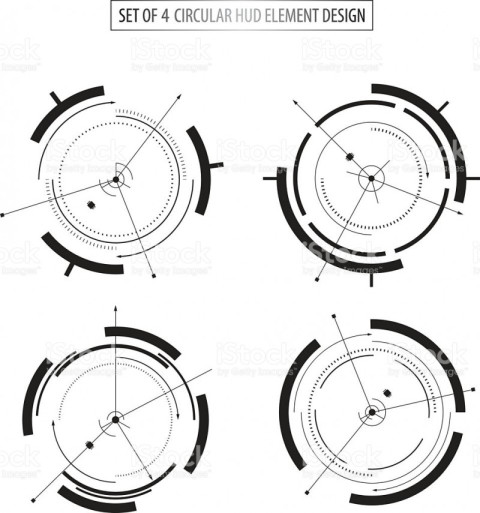 Set of 4 Circular hud element Design-istock