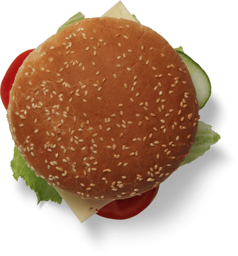 Burger Loaded With Cheese,Cucumber,Tomatoes And Cabbage,Fast Food Burger Top View,HD Burger Photo Free Download PNG Image,Transparent Background